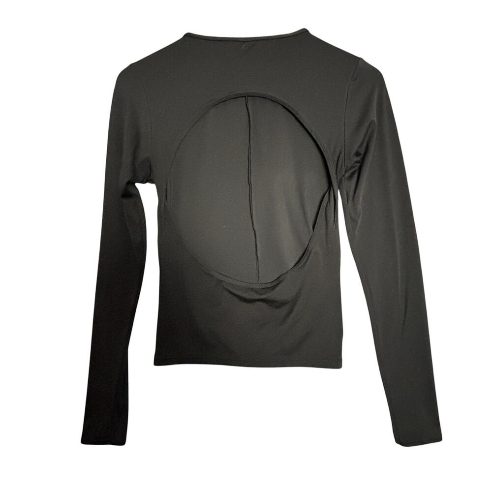 Gymshark Top Womens XS Black Backless Stretch Workout Fitted Logo